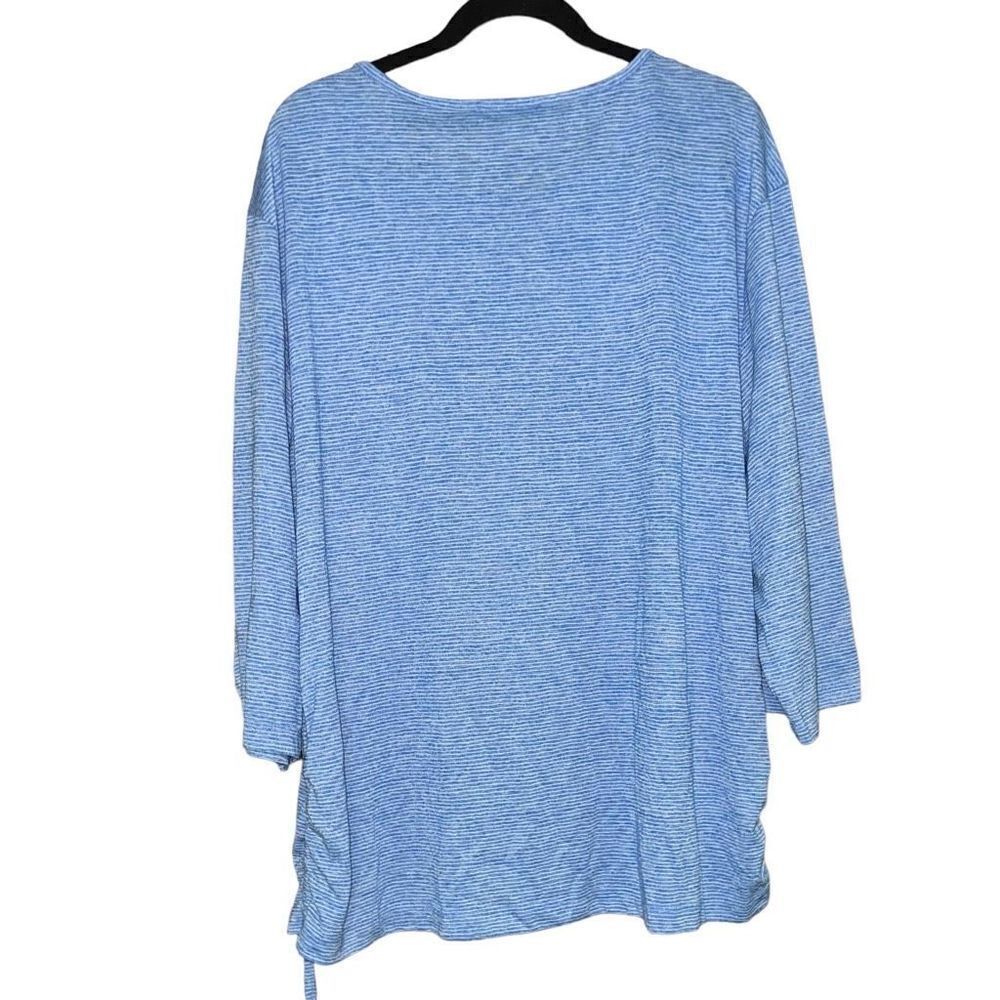 NWT SOUTHERN LADY Blue & White Striped 3/4 Sleeve Blouse Size 3X - Picture 2 of 9